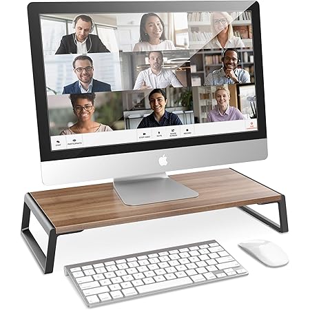 Amazon Co Jp Abovetek モニター台 机上台 金属質感 アル木製 ノートパソコンスタンド モニタースタンド 高級感 大容量 パソコン台 卓上台 キーボード 収納ラック プ 丈夫で落下に強い デスクボード 耐荷重kg 褐色 パソコン 周辺機器