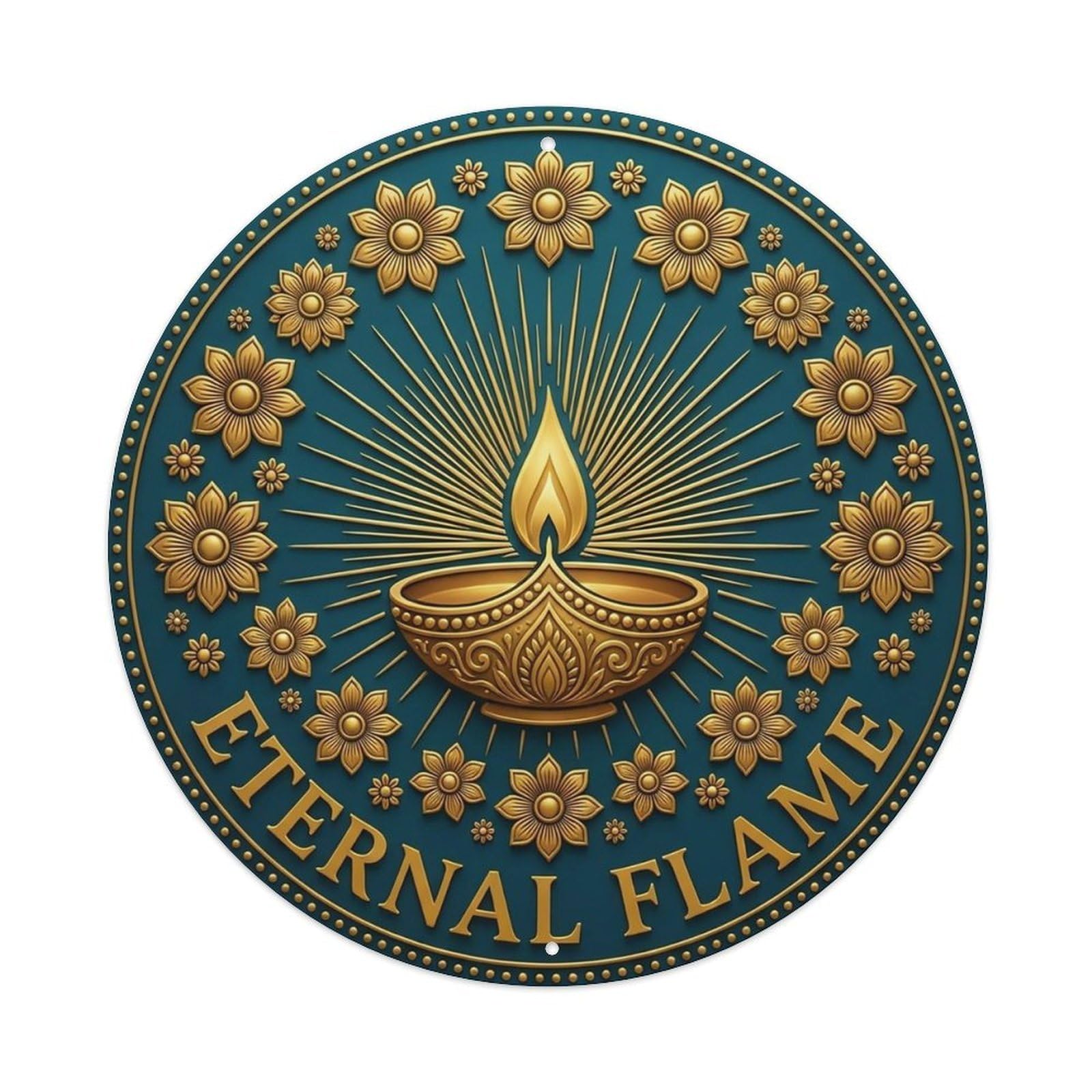 Vintage Eternal Flame Flower Zen Yoga Metal Tin Sign