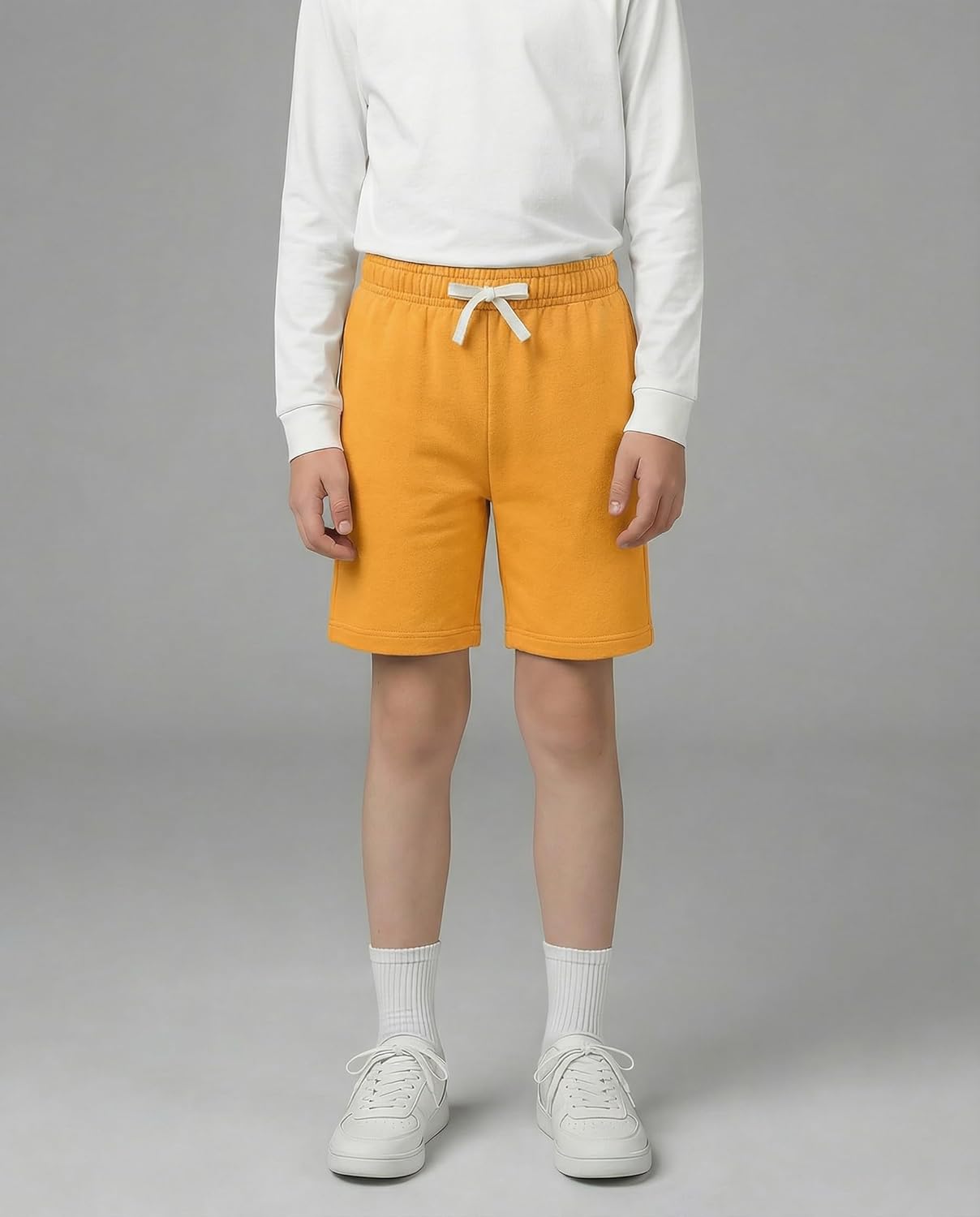 Real Essentials 4 Pack: Boys' Cotton French Terry Shorts with Pockets for Kids Teens Youth - Sleep Casual Lounge (4-18) - Image 2