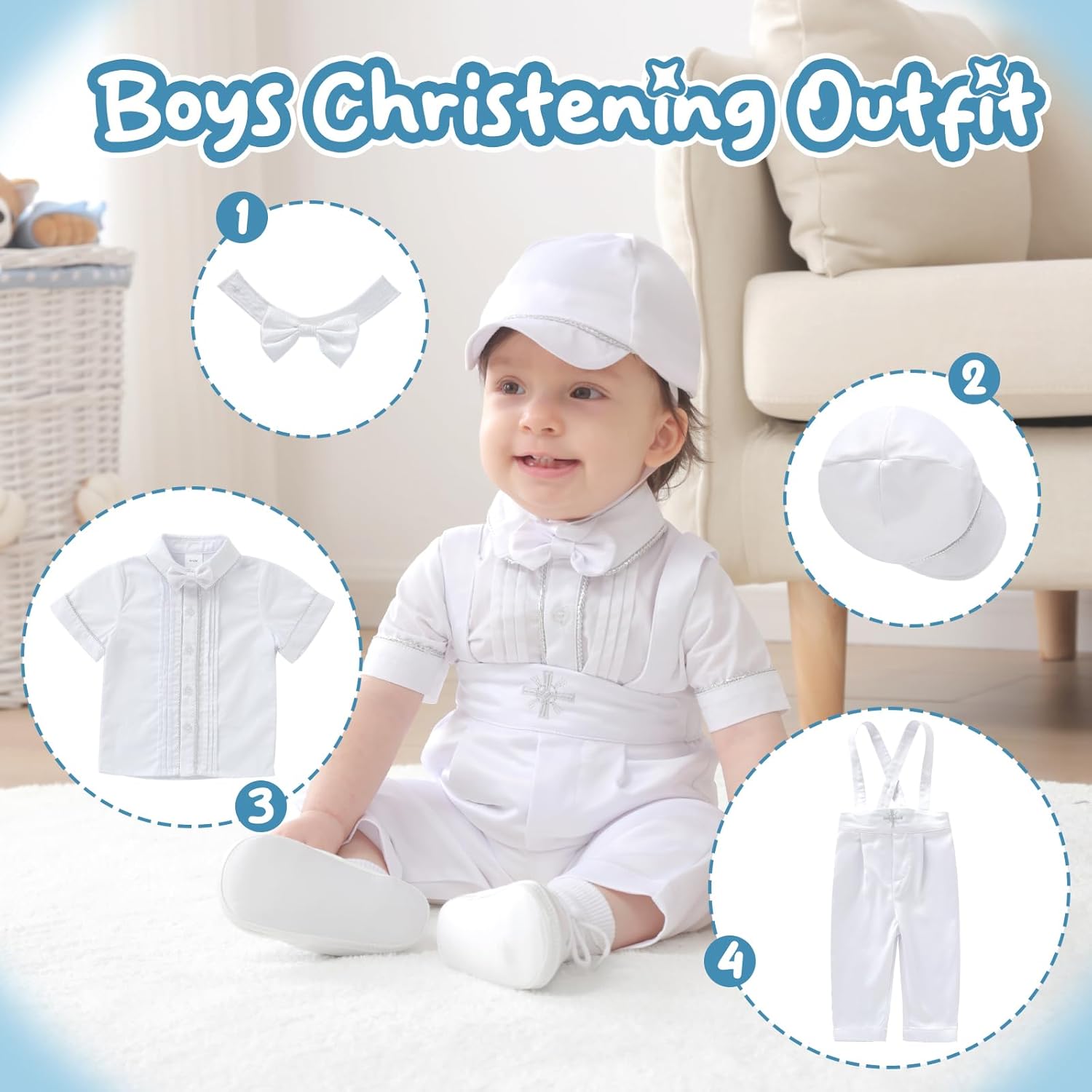 Booulfi Baptism Christening Outfits for Boys Birthday Outfit Baby Boy Gentleman Church Blessing Photoshoot Baby Boy Suits - Image 2