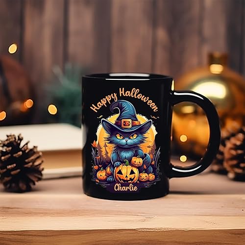 Miniatura 3 de Regalos personalizados para amantes de los gatos de Halloween para mujeres, día de San Valentín, regalos de Halloween para ella, taza de café de