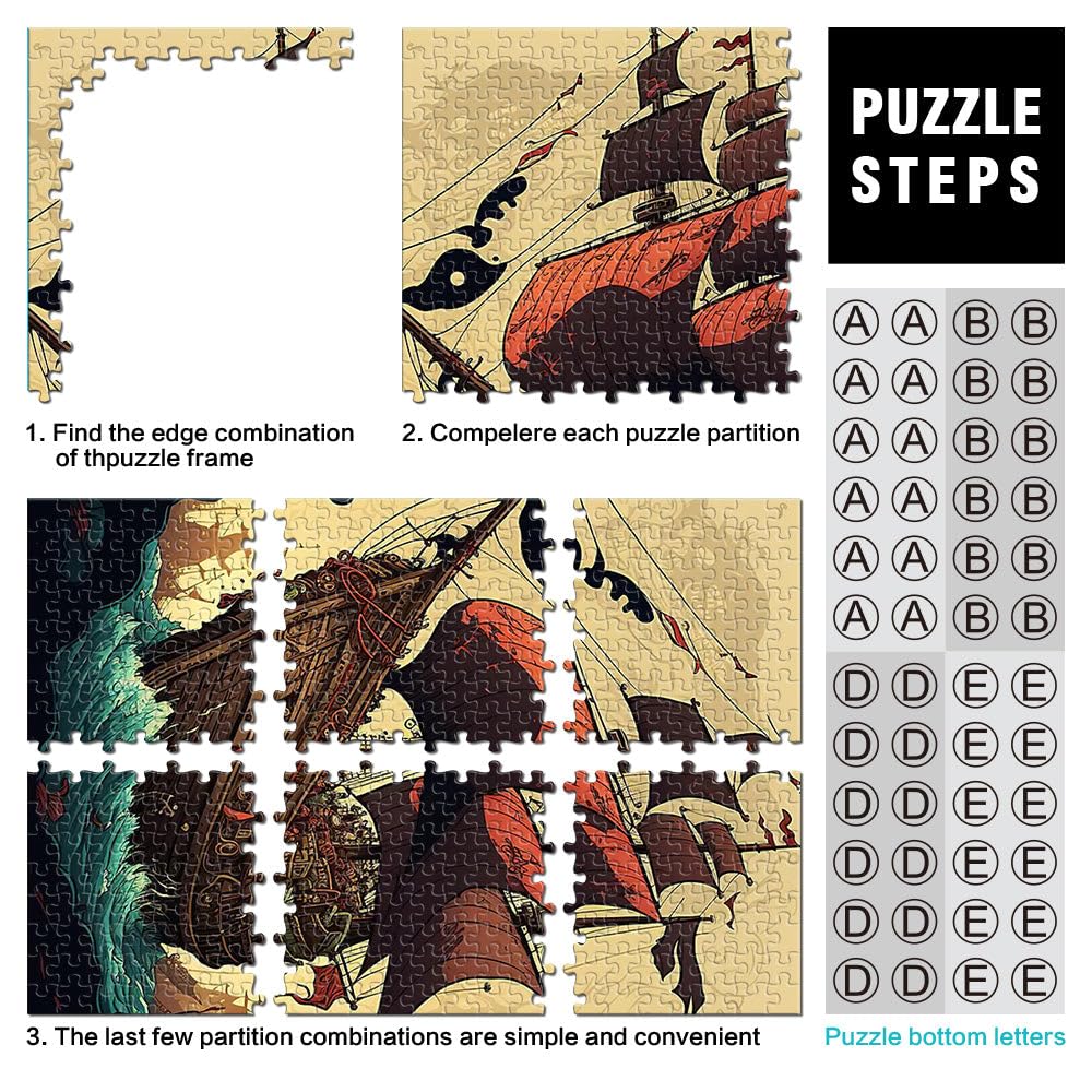 Puzzle 2000 pezzi per adolescenti nave pirata Giocattoli educativi per l'apprendimento Giochi per famiglie regali per amici e familiari 70x100cm