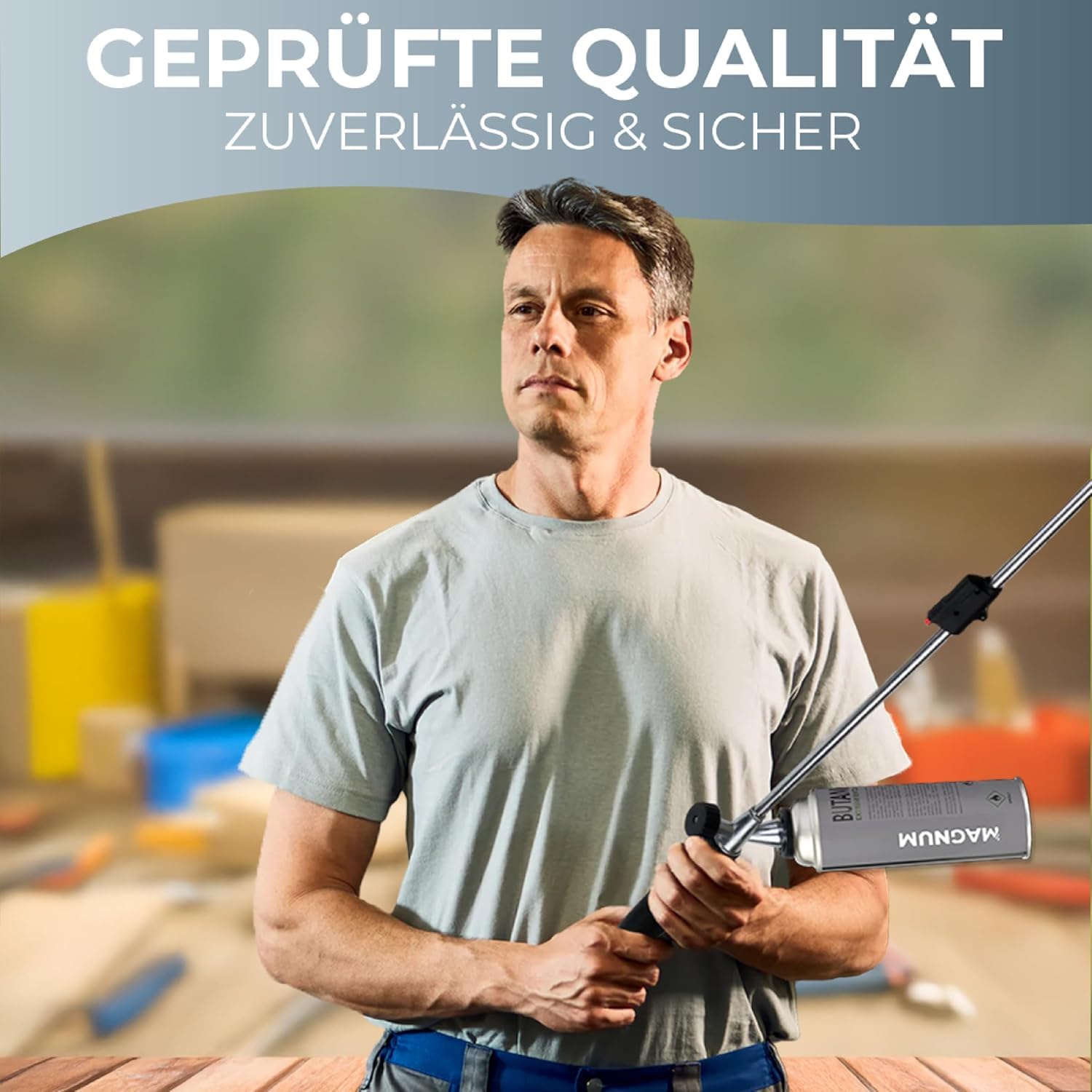 MAGNUM® Unkrautbrenner [1100°] mit Piezozündung – Abflammgerät zur effektiven Unkrautbekämpfung – ergonomischer Unkrautvernichter mit regulierbarer Flamme – inkl. 8 Gaskartuschen (8 Kartuschen)