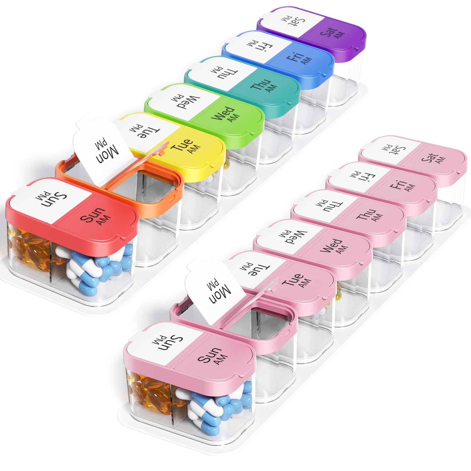 Odaro Extra Large Weekly Pill Organizer XL Pill Box 7 Day AM PM Jumbo Medicine Organizer 2 Times
