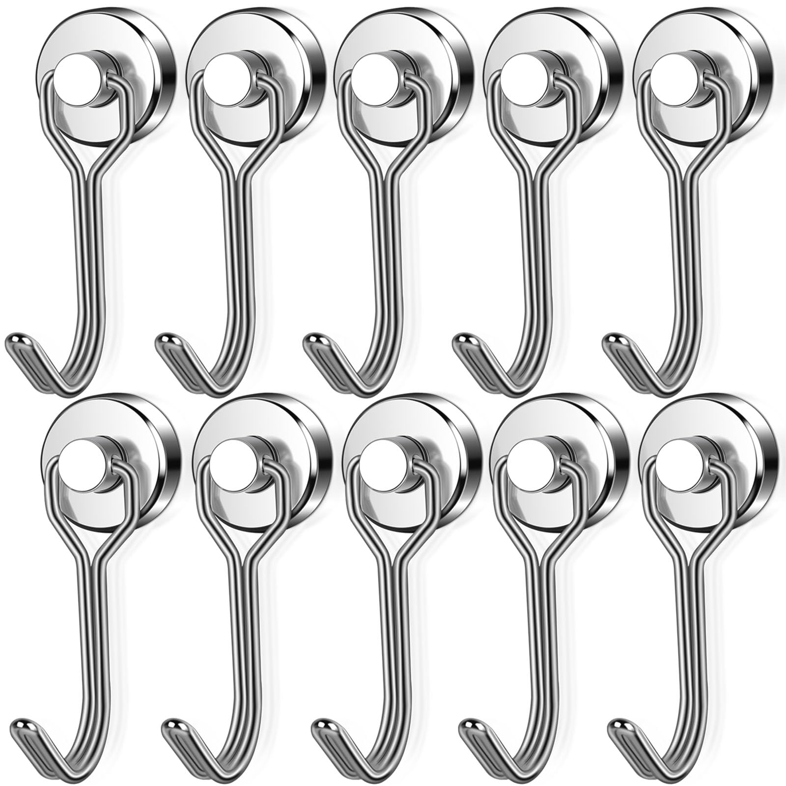 swihorab Magnetic Hooks, 10 Pack Neodymium Magnet Hooks for Hanging 20 lb+ Swivel Swing Magnet with Hooks Heavy Duty