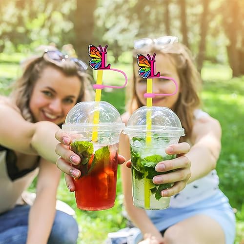 Miniatura 5 de 2 tapas de paja para copa Stanley, 0.394 in, hermosa mariposa para popote compatible con vasos Stanley, a prueba de polvo, reutilizable, de