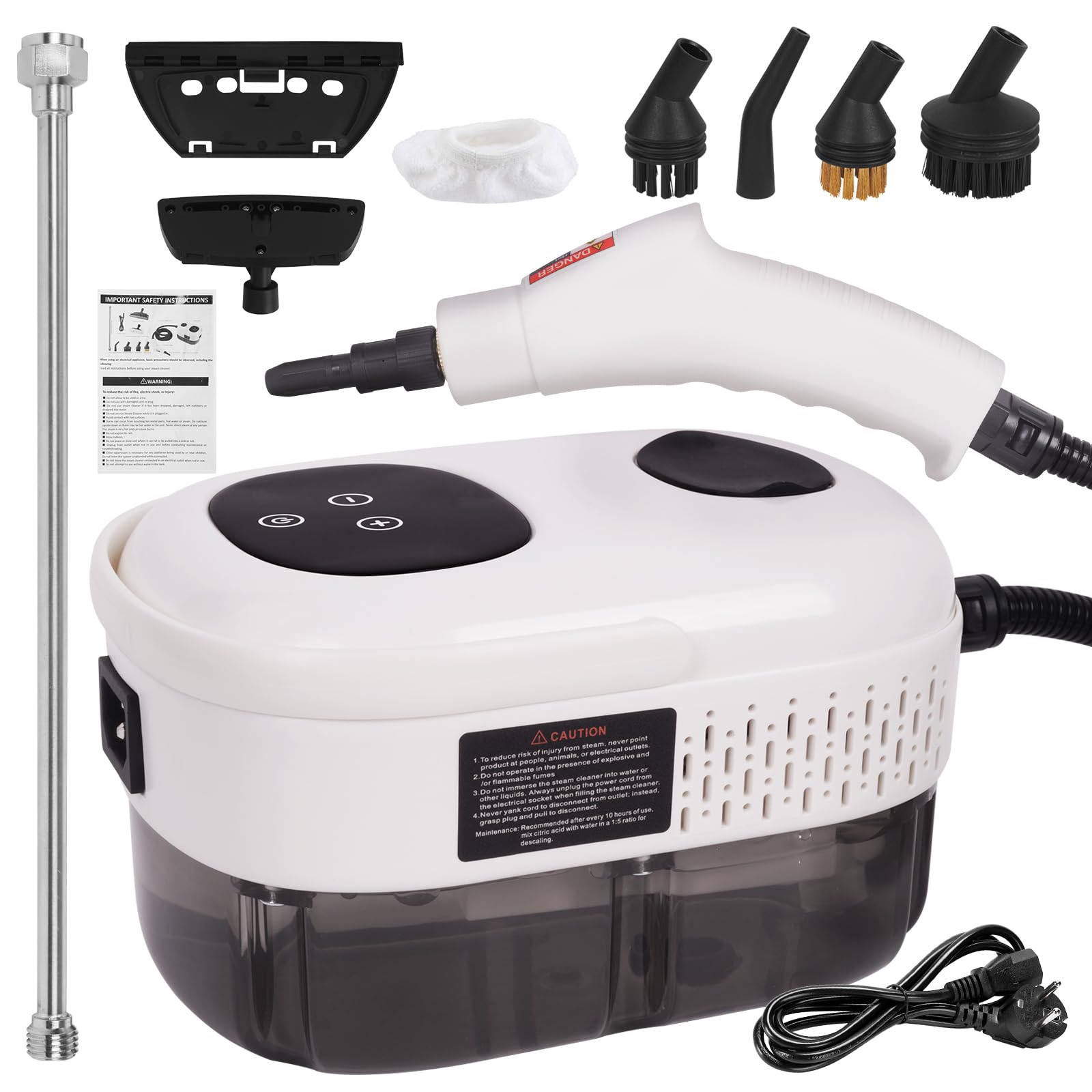 Vaporeta Limpieza Hogar 2500W, Limpiador a Vapor 1100ML, Temperatura 6 Velocidades Ajustables 5 Accesorios para Muebles de Cocina Baño Coche