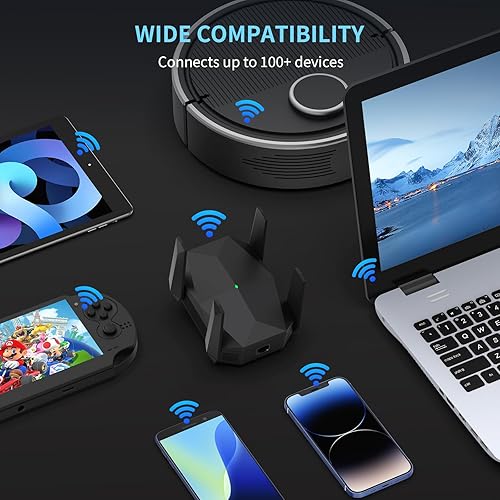 Miniatura 6 de Extensor de alcance WiFi 6 AX3000 2025, amplificador de señal WiFi con puerto Gigabit Ethernet, doble banda (2.4G y 5.8G) cubierta del repetidor