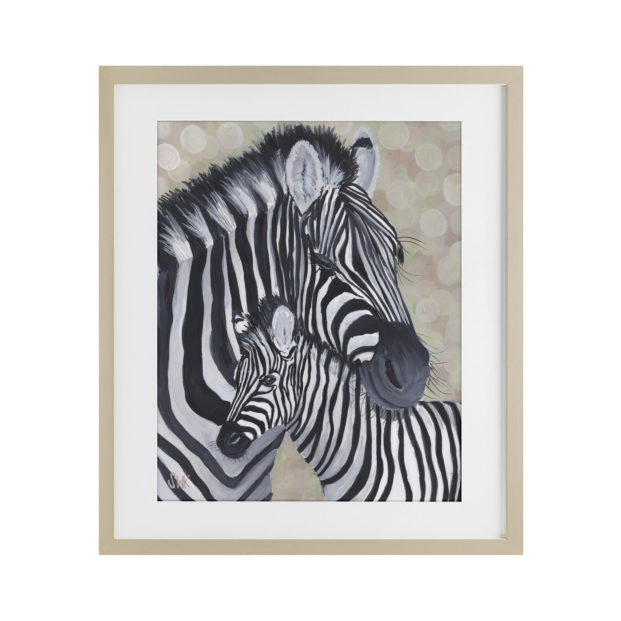 Stupell Industries Harvest Pine (Textured) 'Mama Zebra & Her Foal'| Framed Print Under Glass