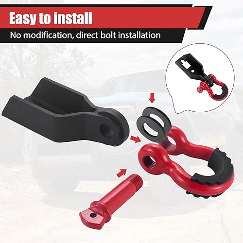 Miniatura 6 de Kit de montaje de grillete de gancho de remolque delantero F150 compatible con Ford F-150 2009-2023 con grilletes de anillo D de 34 pulgadas