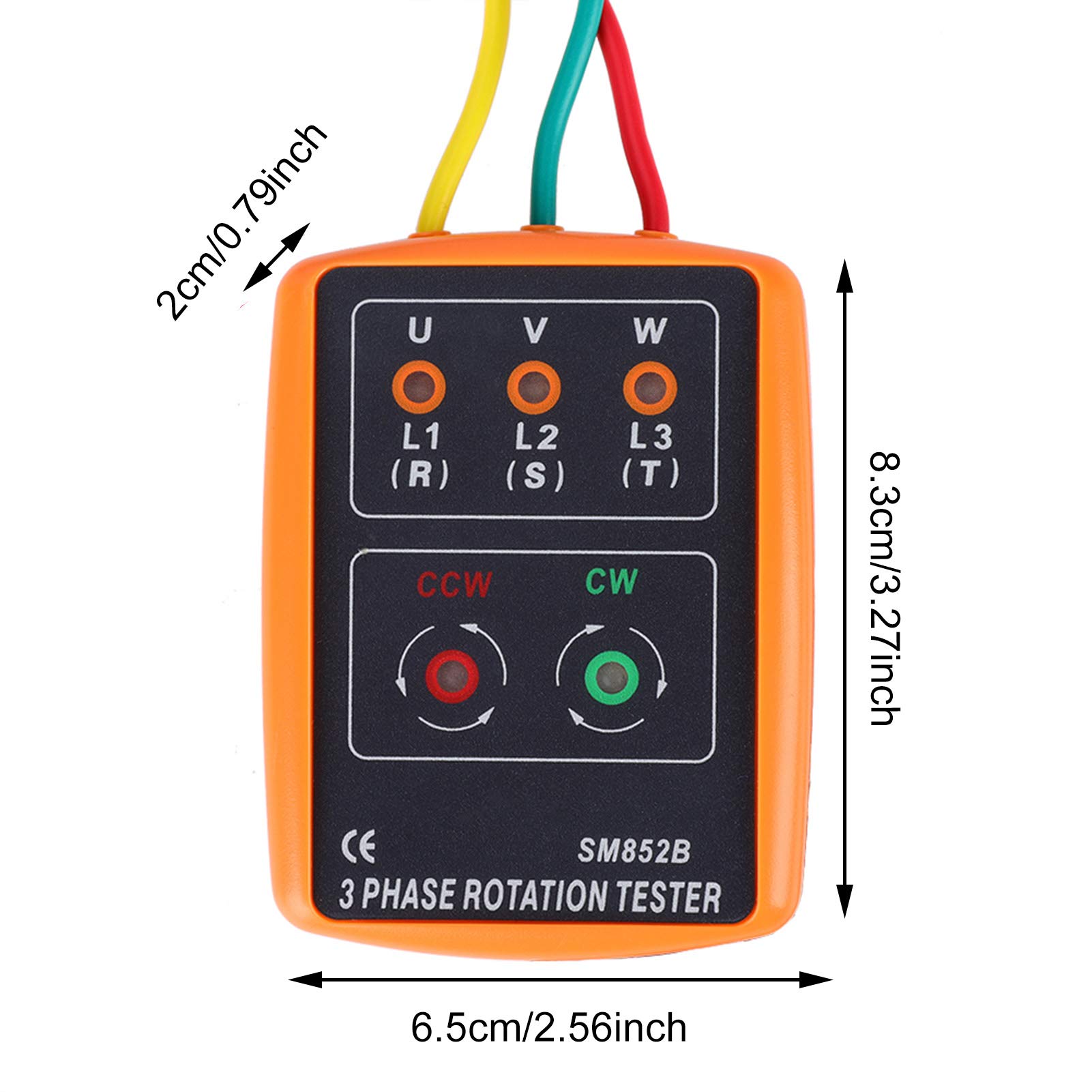 Testeur triphasé, indique le sens de la rotation Indication de phase ouverte Indication de rotation de phase Indicateur de séquence AC, conception compacte pour laboratoire domestique