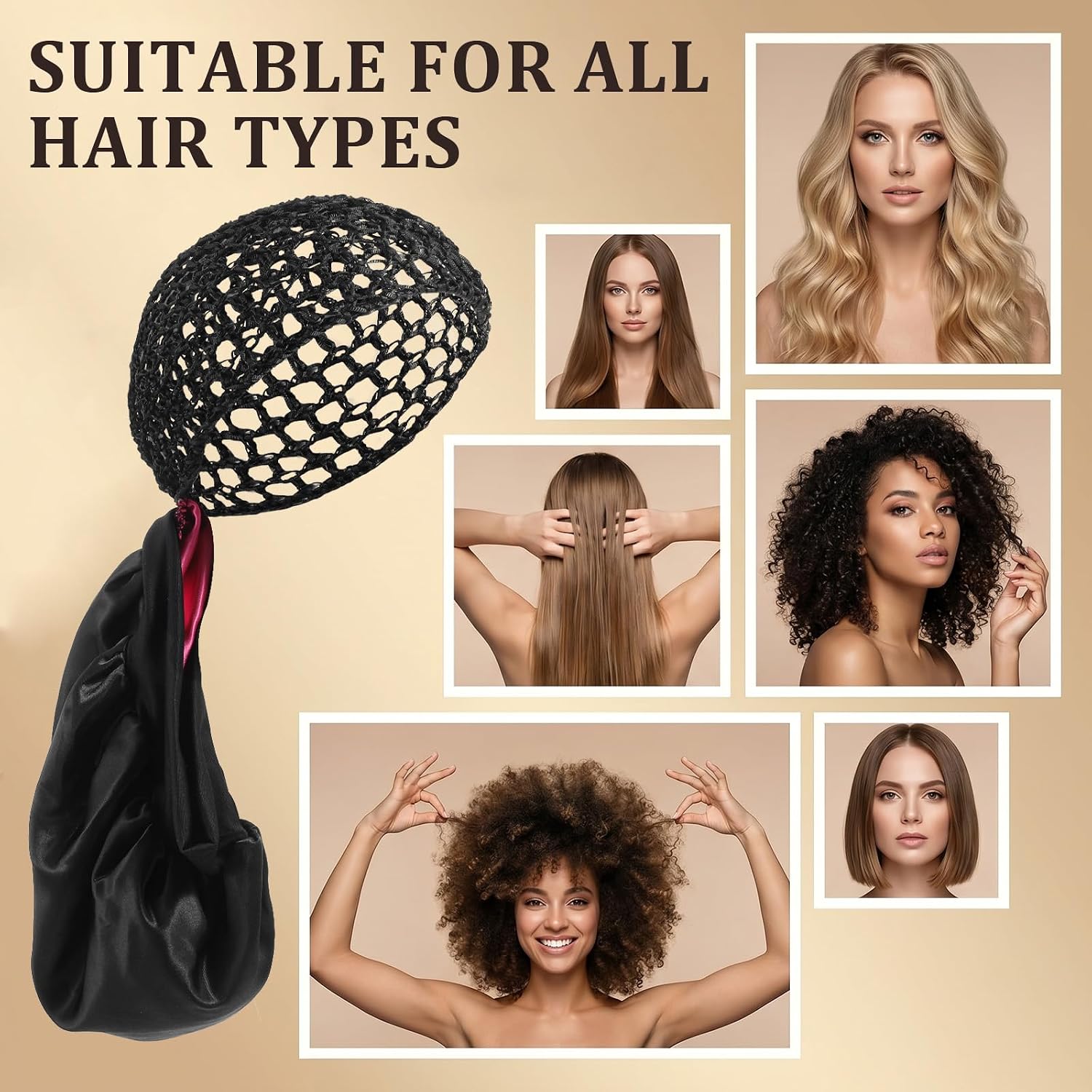 Yolev 2 In 1 Wrap Cap for Silk Press Reversible Wrap Cap Bonnet Double Layer Hair Wrap Caps with Adjustable Tie Silk Press Hair Wrap for Sleeping Curly Natural and Long Braided Hairs