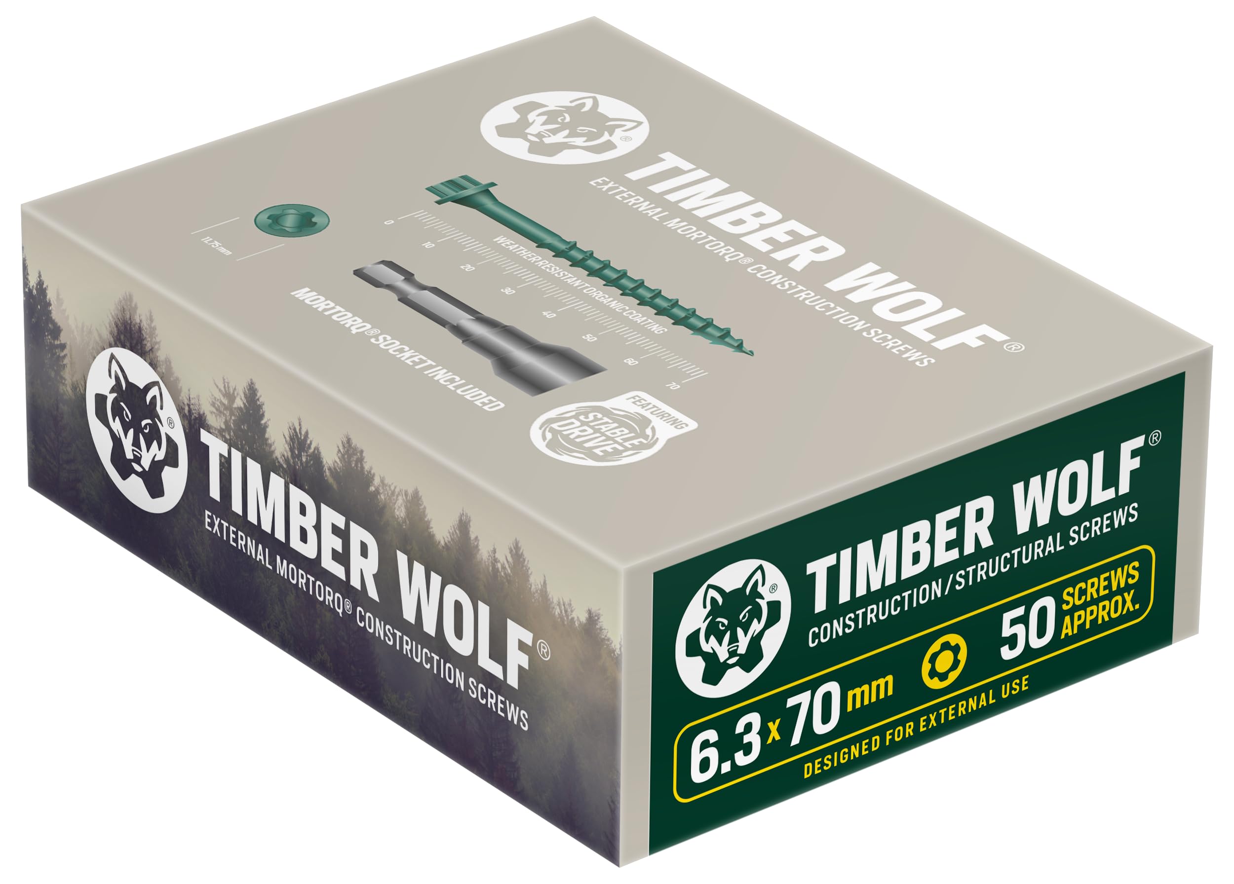 Timber Wolf MORTORQ Construction Screws - 6.3 x 70mm (Box 50 pcs)