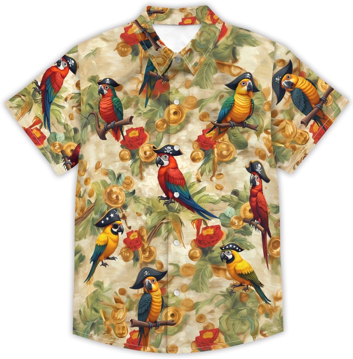 Boy's Funny Hawaiian Shirt Tropical Beach Casual Summer Shirt Short Sleeve Button Down Tops Unisex 4-14 Years
