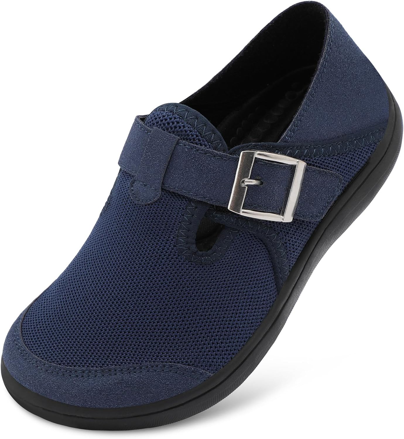 XIHALOOK Womens Walking Shoes Wide Toe Barefoot Shoes Zero Drop Minimalist Loafer with Adjustable Strap Slip on Clogs