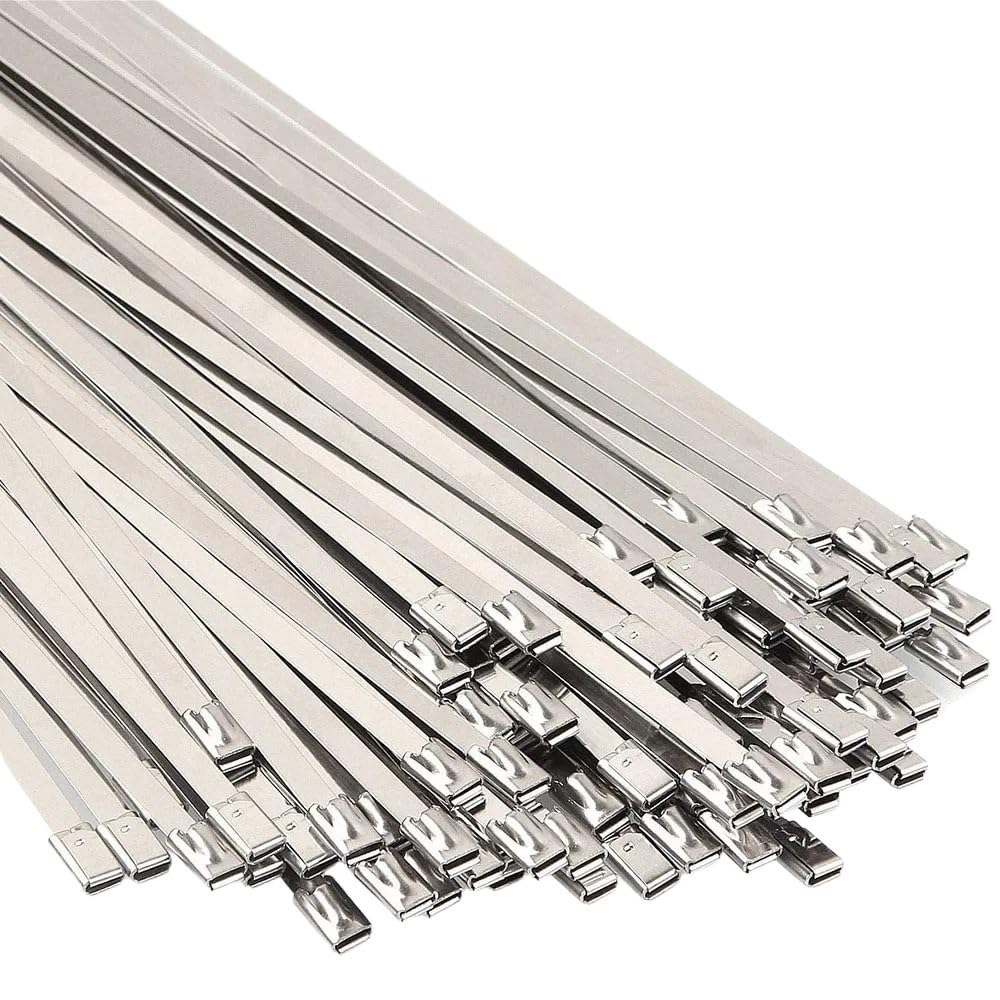 Metalowe opaski, Ca 304#Stal nierdzewna Długość 400/500mm Samoblokująca opaska zaciskowa do kabli Wielofunkcyjna metalowa wydechu Blokada 100 szt. Opaski(500mm)