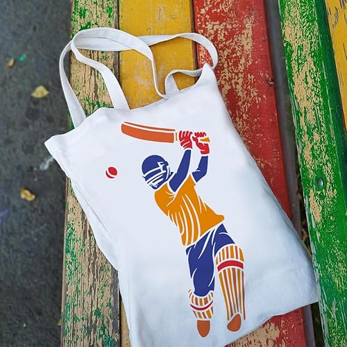 Miniatura 6 de FINGERINSPIRE Plantilla de pintura de jugador de críquet de 8.3 x 11.7 pulgadas, plantilla de cricket Shot para pared, plantilla de críquet,