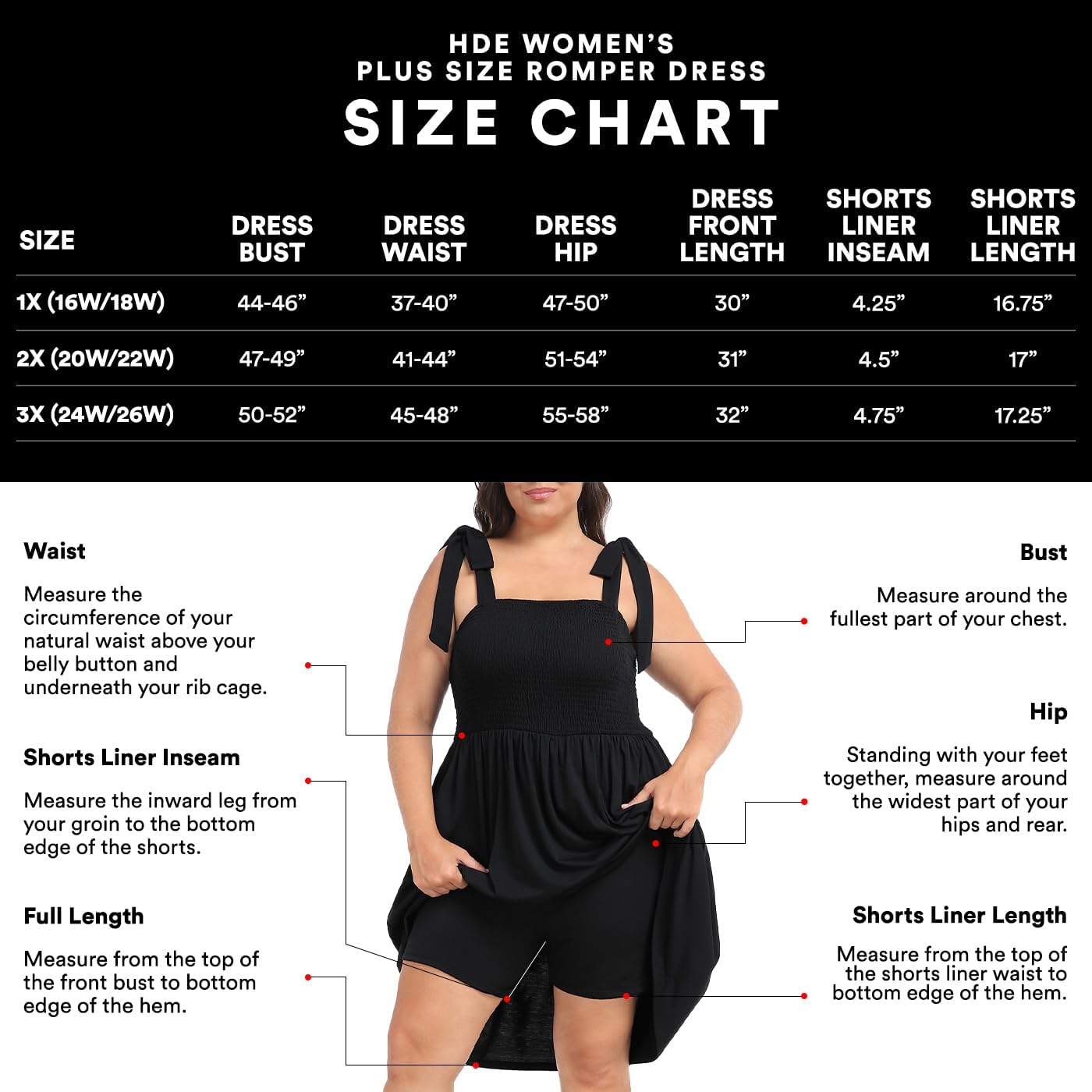 HDE Womens Plus Size Romper Dress with Built in Shorts & Pockets Tie Strap Dress - Image 3