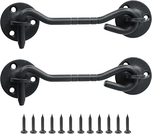 Alise Cerraduras de cierre de gancho y ojos para ventanas, graneros, cabina, puertas correderas, puertas dobles, puertas de cobertizo de garaje,