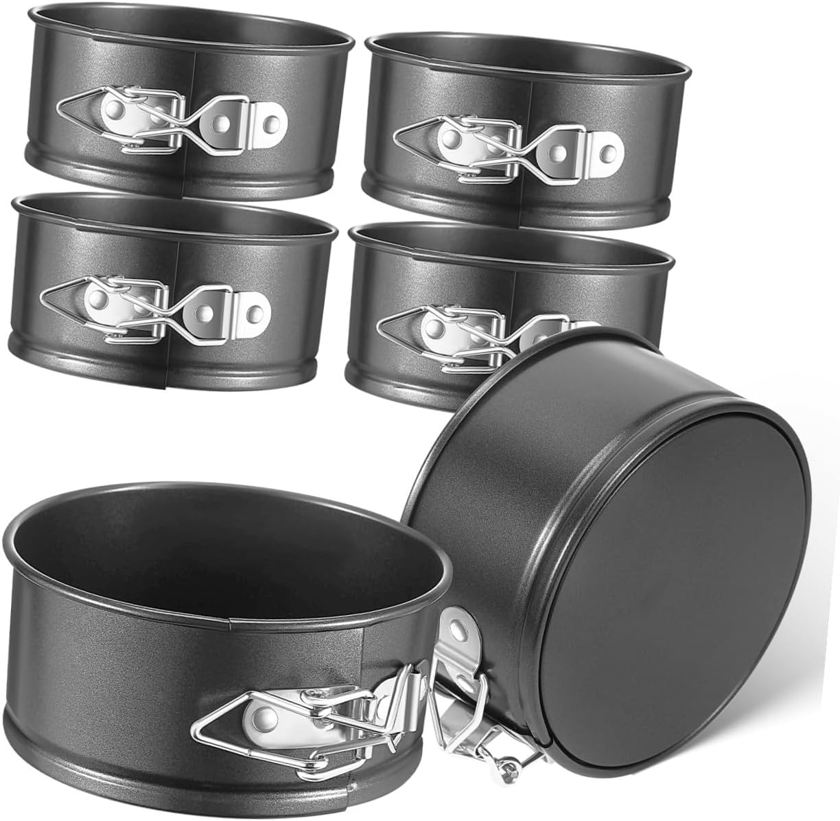 Garneck 6pcs Mini Cake Pans Set, 4-inch Carbon Steel Non-stick round Baking Molds for Cheesecake, Mousse Cake, and Small Desserts, for Weddings, Birthdays, and Holiday Baking