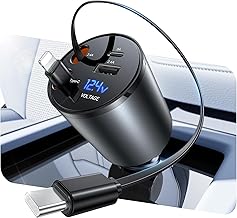 120W 4-in-1 Retractable Fast Car Charger (Type C & Lightning) 2025 Model