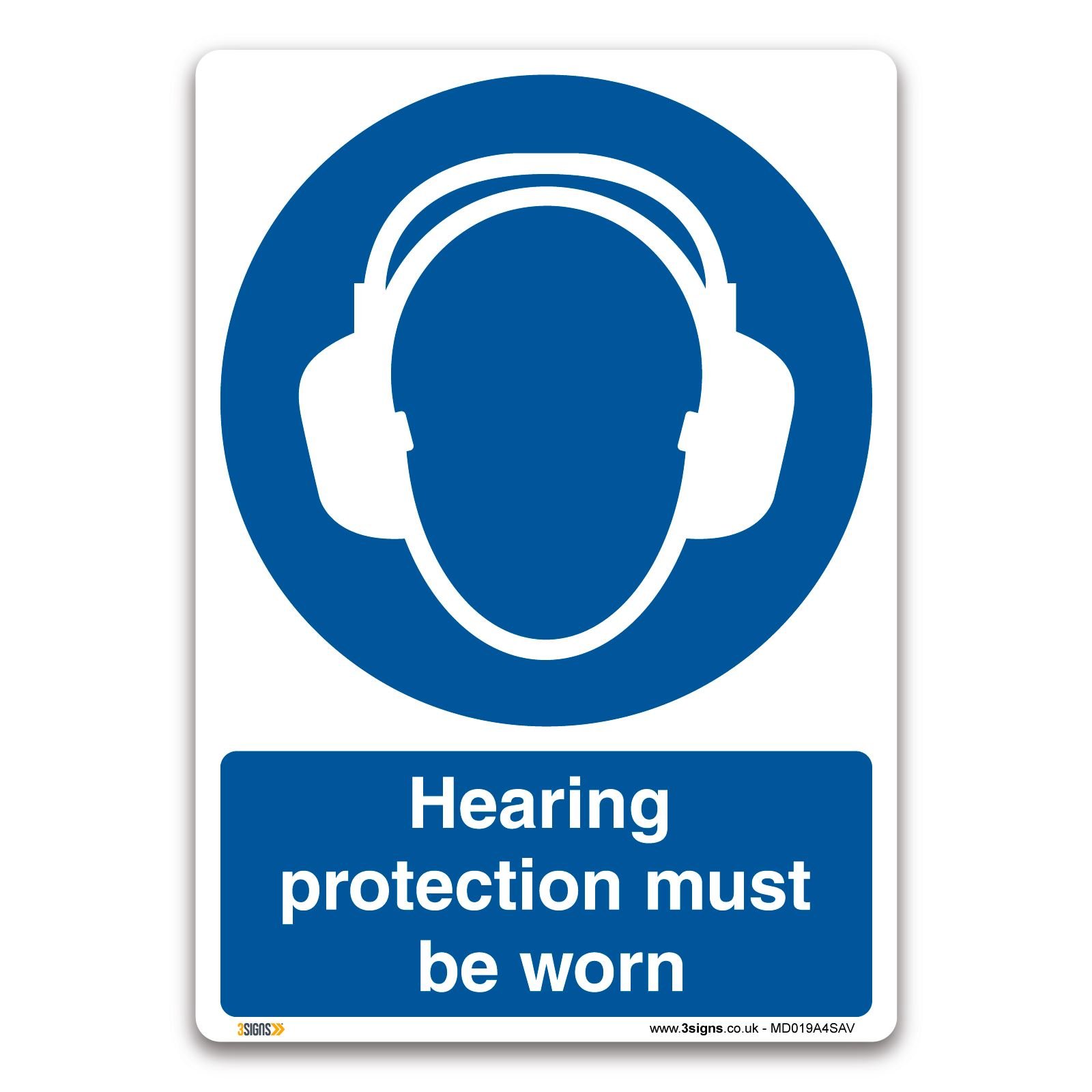 Ensure Safety Compliance with Hearing Protection Must Be Worn Sign - Clear Reminder for Staff and Visitors - EU & UK Regulation Compliant - Versatile Positioning - 3-Year Warranty (A4-297 x 210mm))