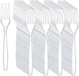 Liacere 360 Pack Clear Plastic Forks - BPA-Free Heavy Duty 6.7" Disposable Cutlery for Parties, Restaurants & Family Meals