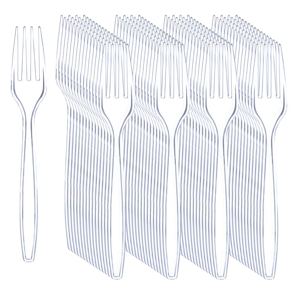 Liacere 360Pcs Clear Plastic Forks -Disposable Plastic Forks BPA-Free, 6.7-inch Heavy Duty Clear Disposable Cutlery, Suitable for Parties and Restaurants, Perfection at the Tip of Your Fork