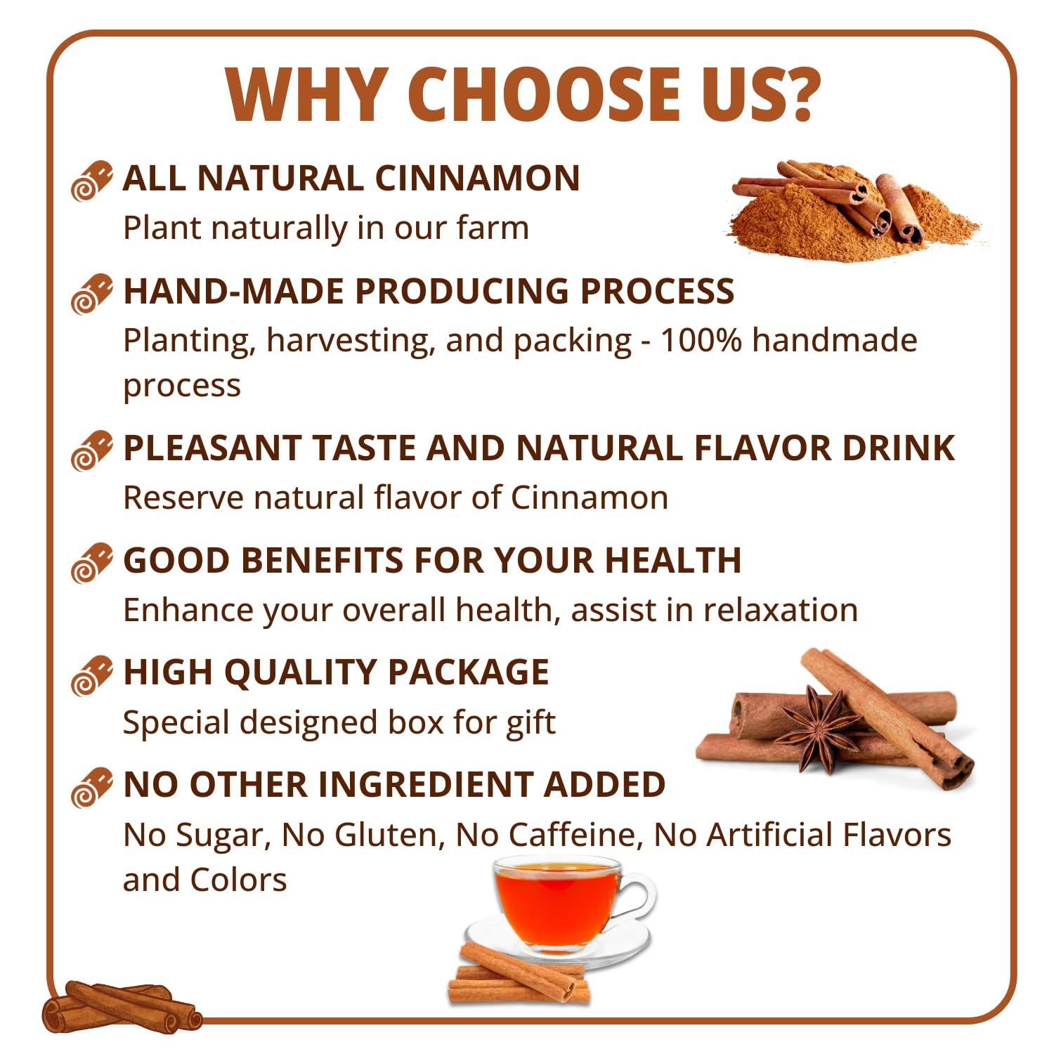 VIDA FARM 125 Cinnamon Tea Bags, 100% Natural Herbal Cinnamon Tea Bags, No Additives, No Caffeine, No Sugar - Image 6