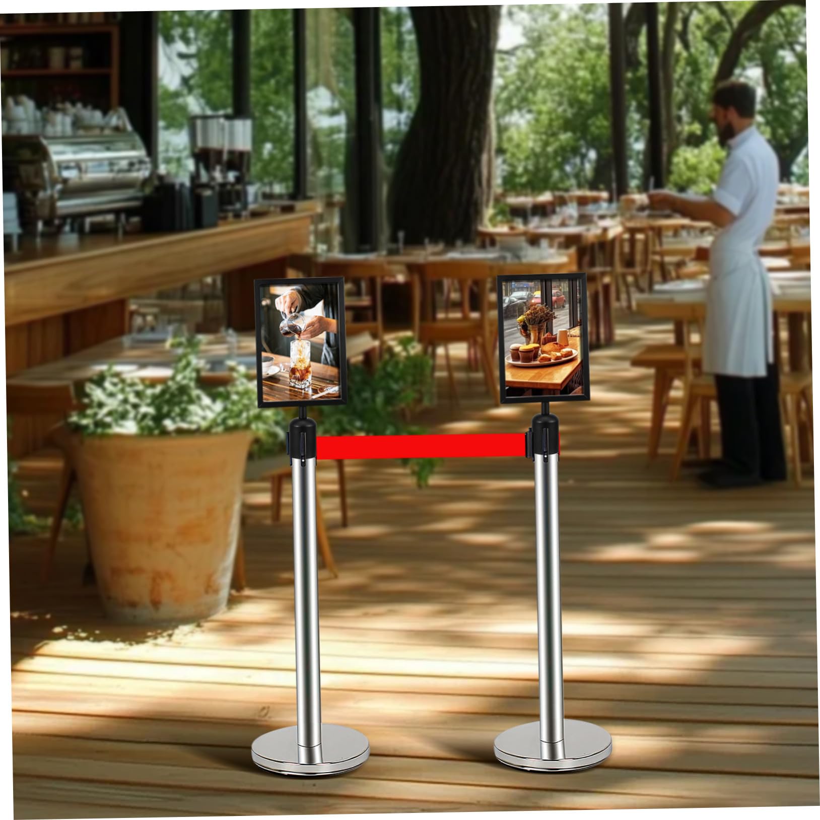 Soporte para Letrero Vertical Comercial de Barrera Retráctil Marco Firme Compatible con Carteles