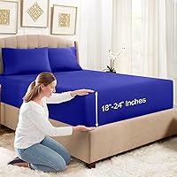 Vista 10 de Empyrean Bedding - Sábanas bajeras tamaño Queen, con sábana de cajón extra profunda – Juego de sábanas bajeras extra profundas, de 24 pulgadas