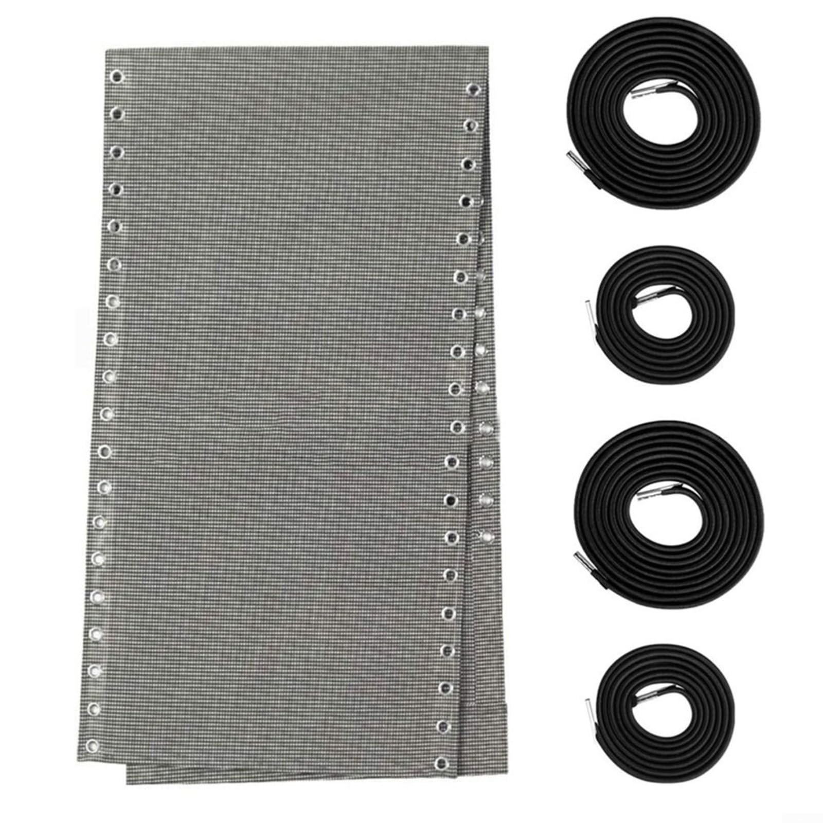 ZiStarlilife 5Pcs Beach Chair Replacement Fabric Kit, 160X43cm Thickened Nylon Mesh Cloth With Elastic Cords, White Gray Repair Accessory For Patio Garden Outdoor Furniture(White gray)