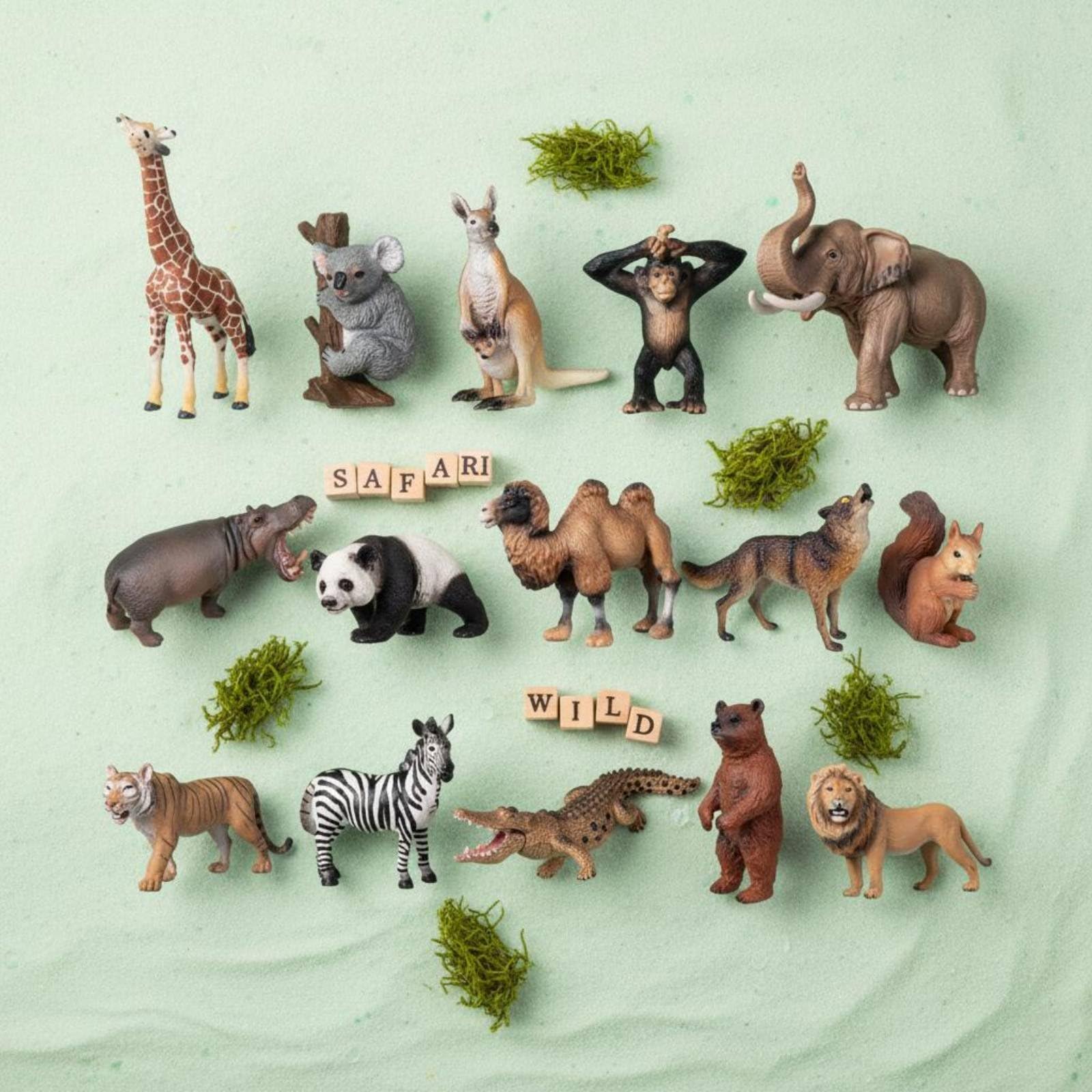 harayaa Wildlife Figurine Tierfigur Set Handbemalte Elefant Dekorationsfigur Detailgetreu für Kinderzimmer Lernspielraum