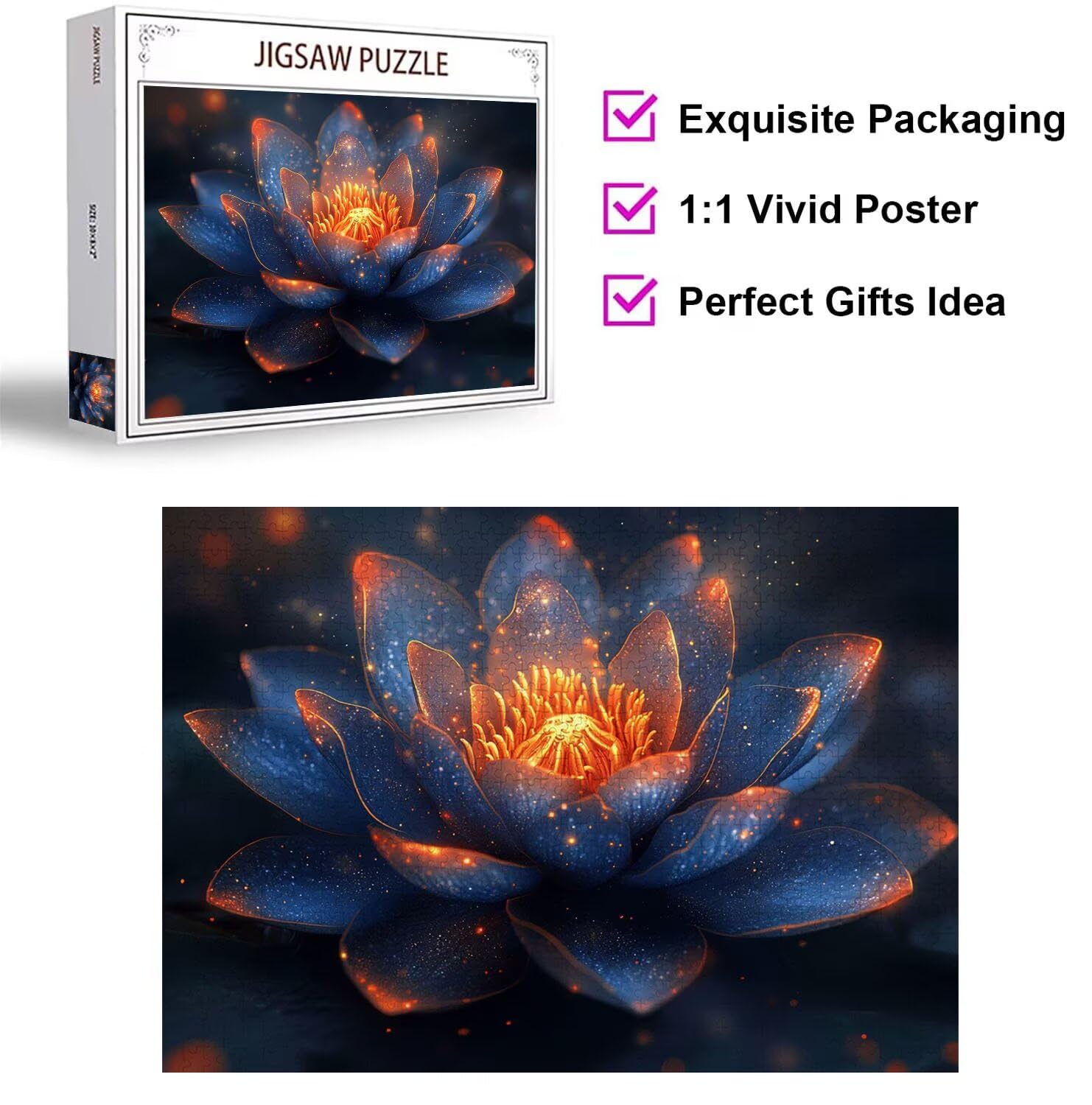 Puzzle 1500 sztuk lotosu trudne drewniane puzzle, n-419 | Niemożliwe wyzwanie, inteligentna gra zręcznościowa, gry logiczne dla całej rodziny, pomysł na prezent, sen