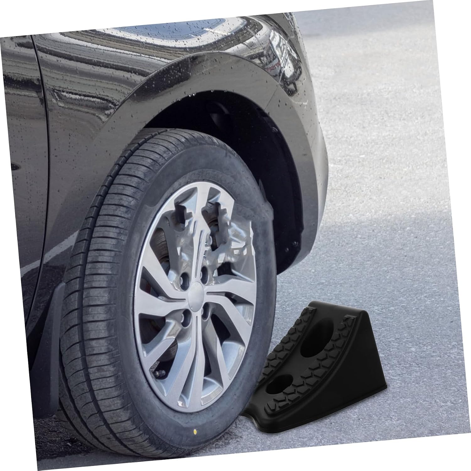 MAGICLULU Heavy Duty Car Wheel Chock Non Slip Vehicle Tire Support Pad for Cars Trucks Suvs Slope Design for Enhanced Safety Portable Durable Car Supplies
