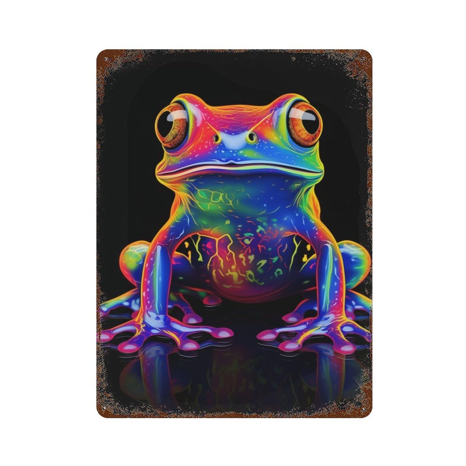 Garage Style Neon Frog Vintage Rust Metal Sign 15.7"x11.8", Rustic Home Decor for Bar And Workshop
