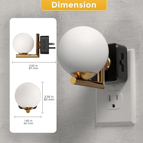 Miniatura 6 de L LOHAS LED Paquete de 2 luces nocturnas para enchufar a la pared, con sensor crepuscular, 3000 K, brillo ajustable de 0-100 lúmenes, luz giratoria