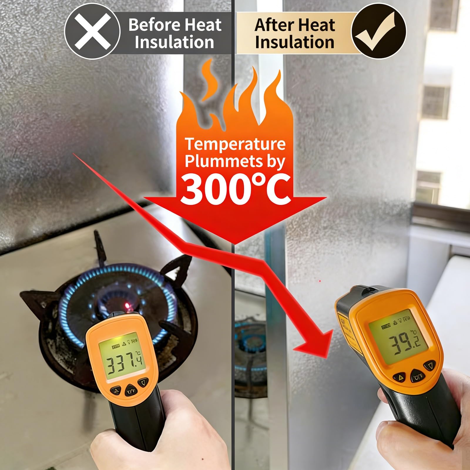 Tapis Isolant Thermique Ignifugé en Aluminium, Protection Thermique Magnétique pour Cuisinière, Four, Grill, Terrasse & Rampe, Barrière Thermique Durable pour Cuisine(L24in x W16in)
