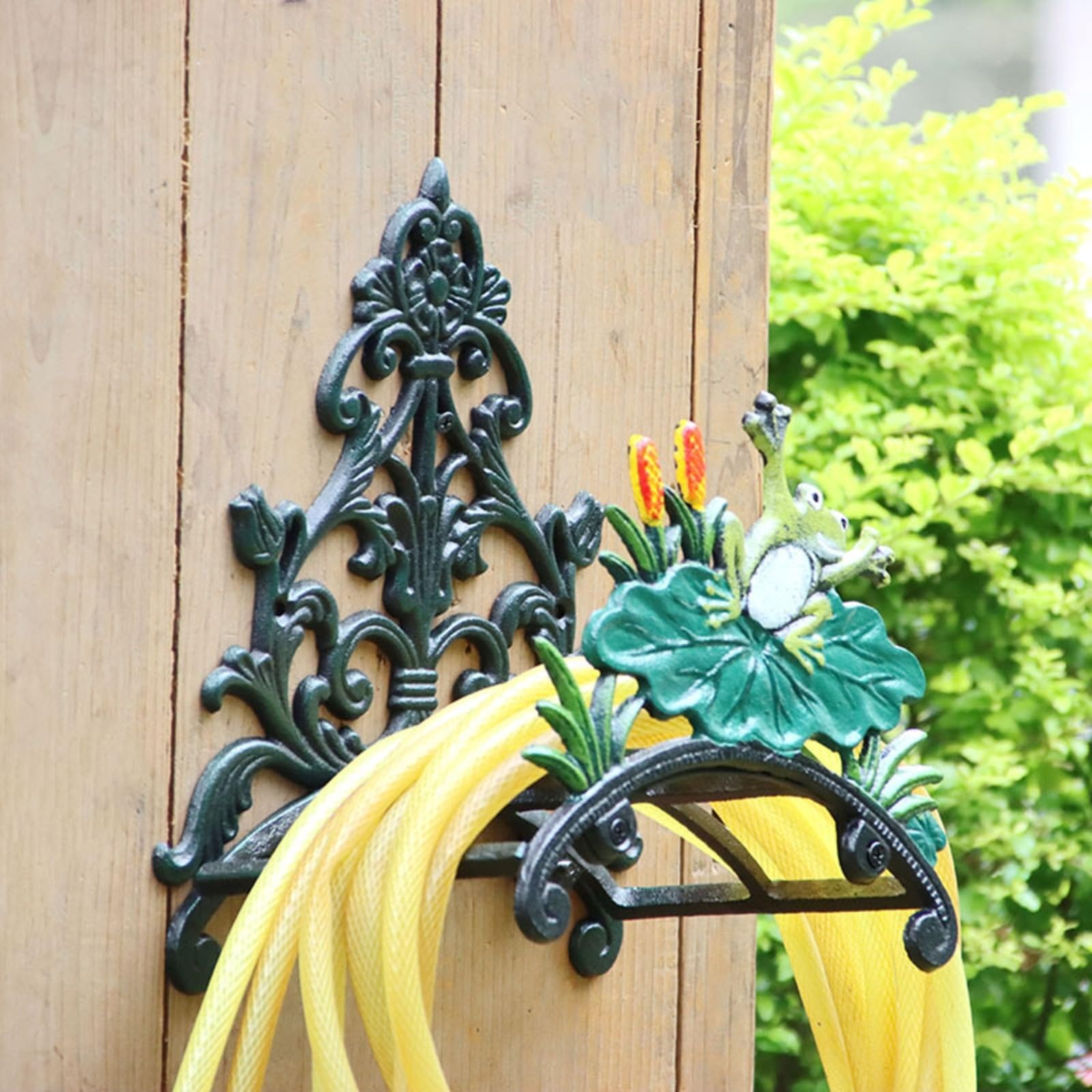 Tubo Decorativo con Rana e Fiori Robusto Tubo da in Ghisa Multiuso per Giardino