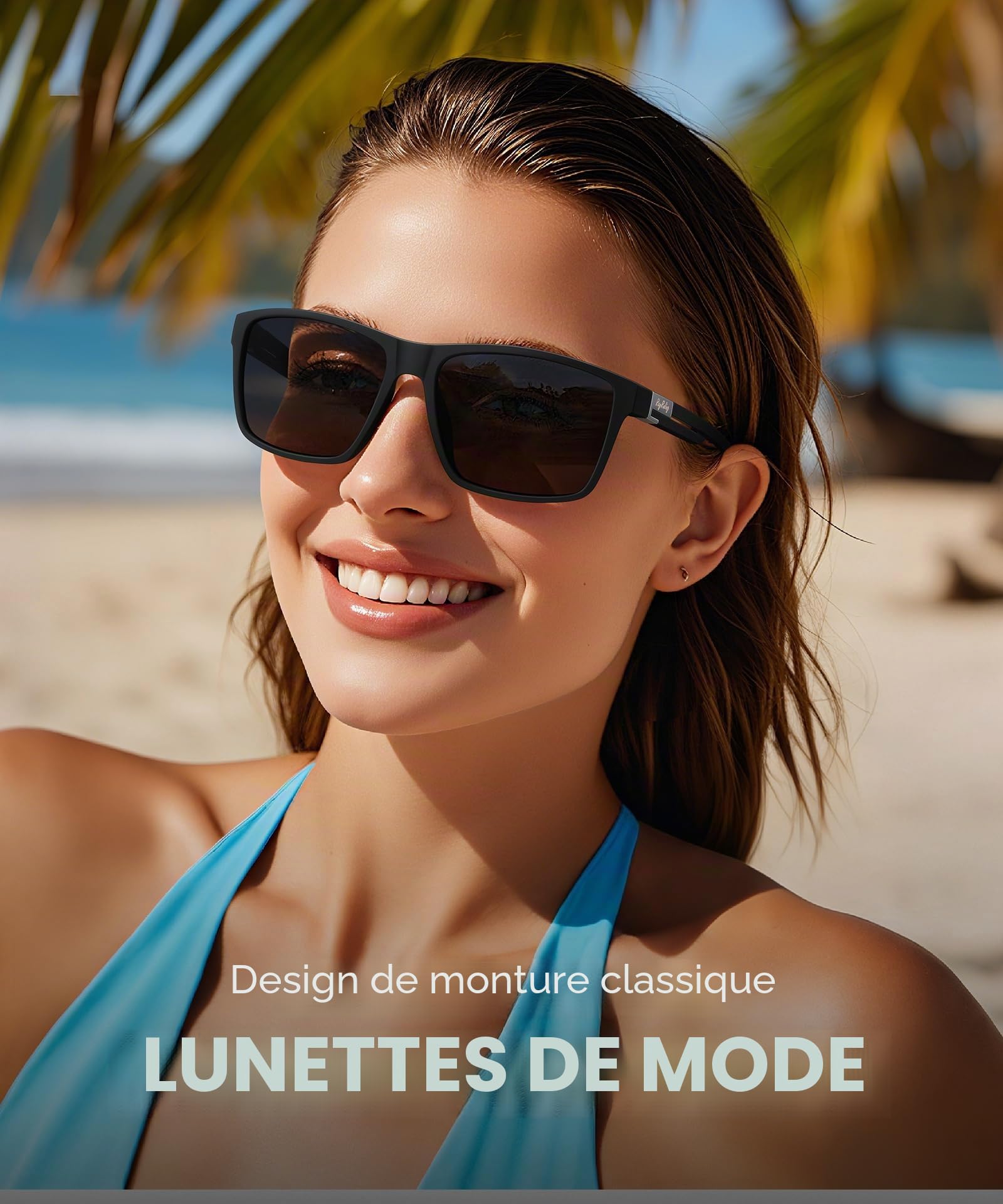 Lunettes de soleil polarisées homme femme, lunettes légères TR90 avec protection UV400, verres TAC anti-éblouissement pour conduite, pêche et usage quotidien, lot de 2