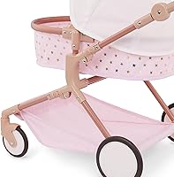 Vista 8 de LullaBaby – Cochecito de juguete rosa de 14 pulgadas con estrellas doradas para gemelos – Toldo plegable, ruedas giratorias y canasta