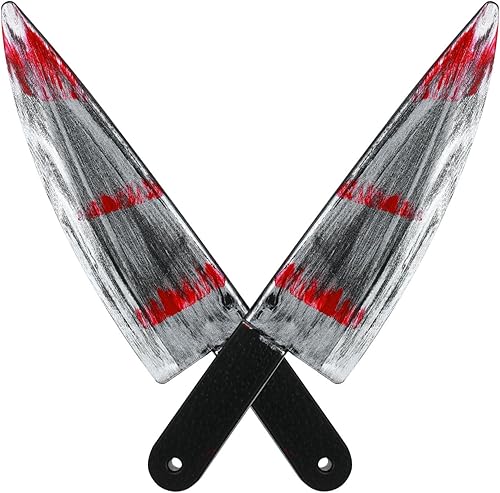 Sumind Cuchillo de Halloween de 2 piezas para disfraz de machete, accesorio de cuchillo realista falso para fiesta de Halloween, disfraces de zombi