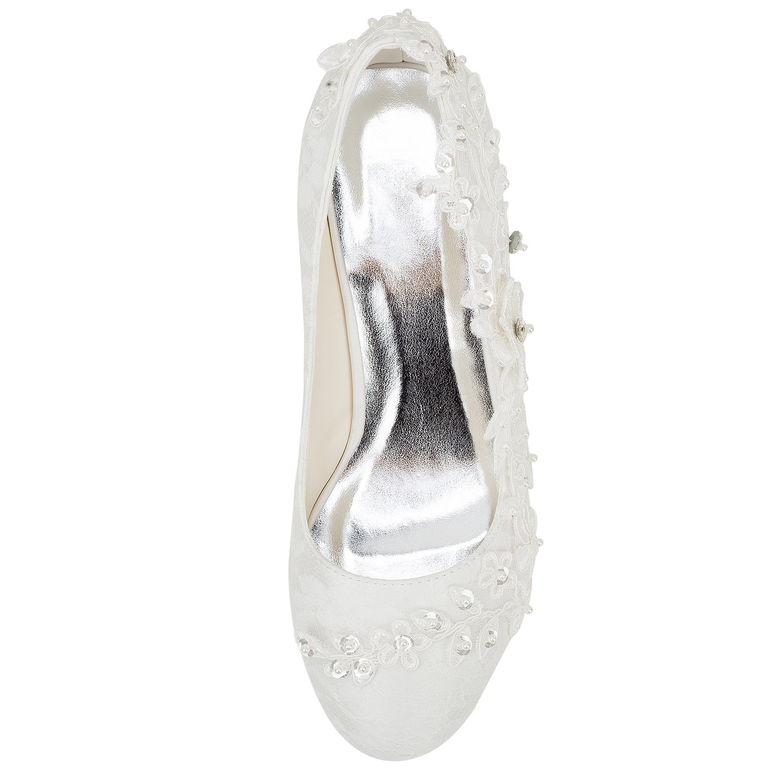 Chaussures de mariée Femmes Soie comme du Satin Talon bottier Escarpins avec Couture Dentelle Une Fleur Cristal Pearl