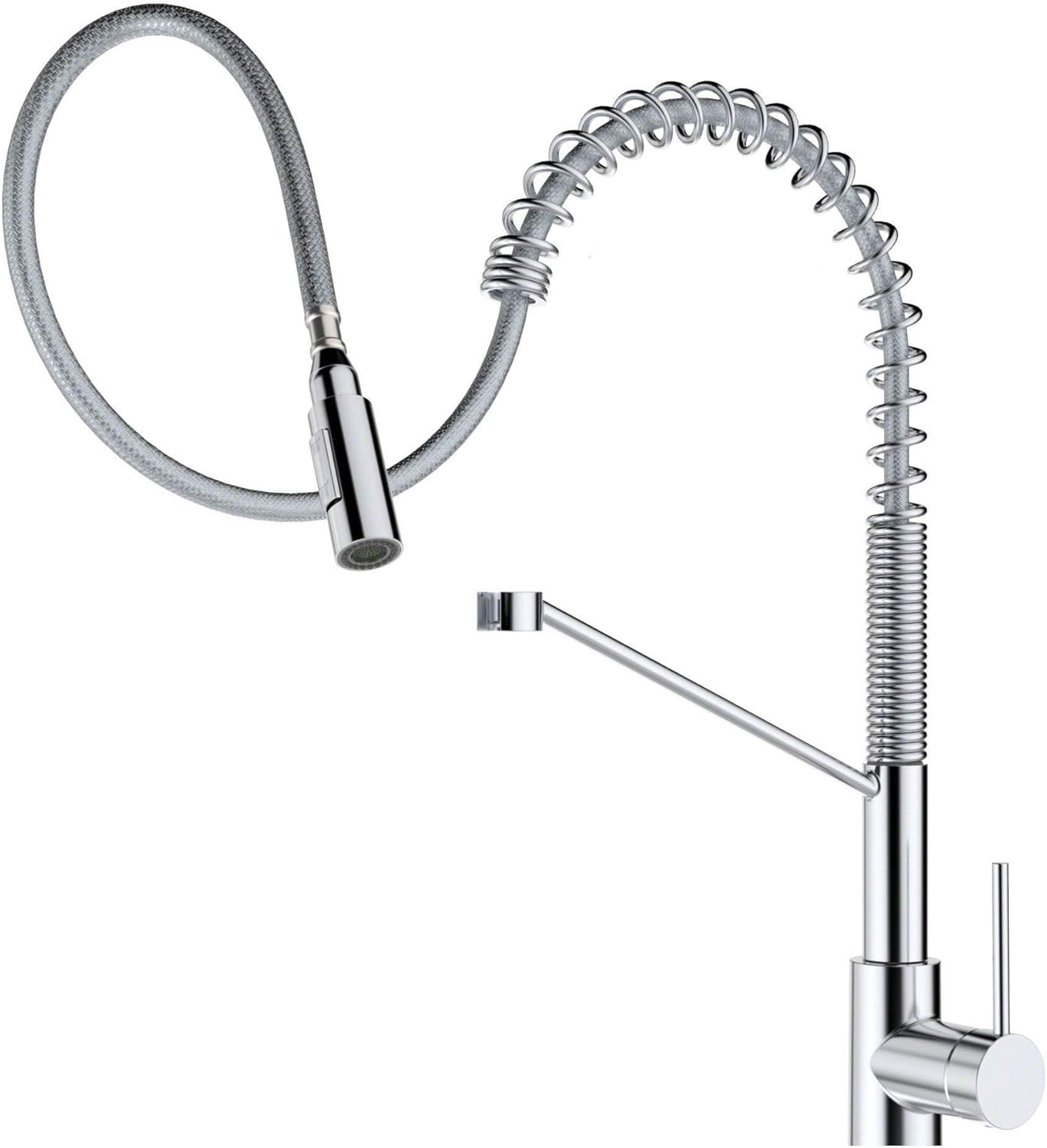 KRAUS Oletto Commercial Style Single Handle Pull Down Kitchen Faucet with QuickDock Top Mount Installation Assembly in Chrome, KPF-2631CH