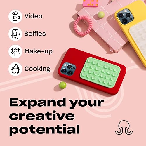 Miniatura 5 de OCTOBUDDY Classic Soporte adhesivo de silicona con succión fuerte para funda de teléfono, manos libres, para selfies y videos, para iPhone y