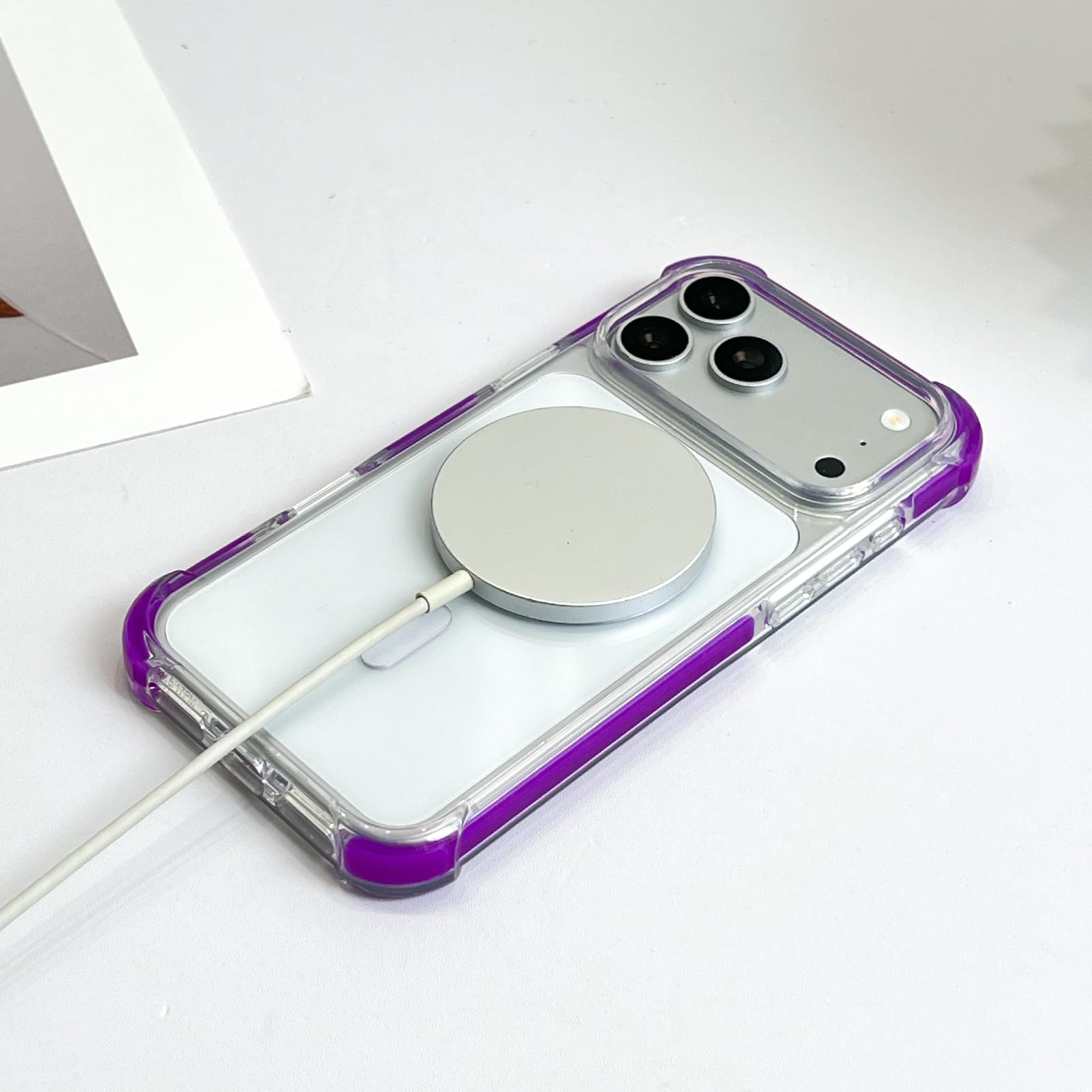 SAKUULO Custodia magnetica trasparente per iPhone 121 Pro 16 cm, viola