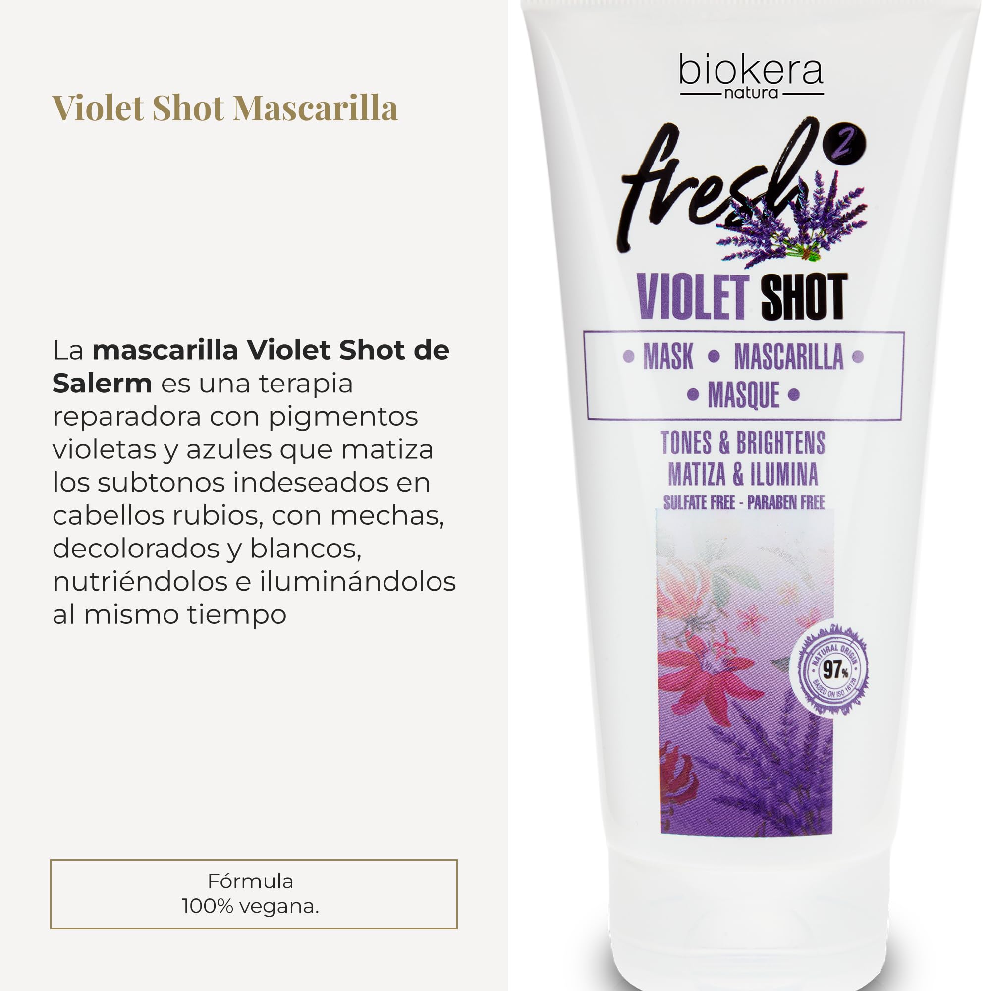 Biokera Fresh Violet Shot Mascarilla Matizadora 200 ml para Cabellos Rubios
