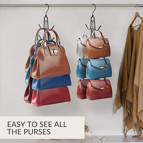 Miniatura 4 de ZEDODIER Organizador de colgar bolsos para armario, soporte para bolsas colgantes, mantener los monederos visibles y en buenas condiciones, gancho