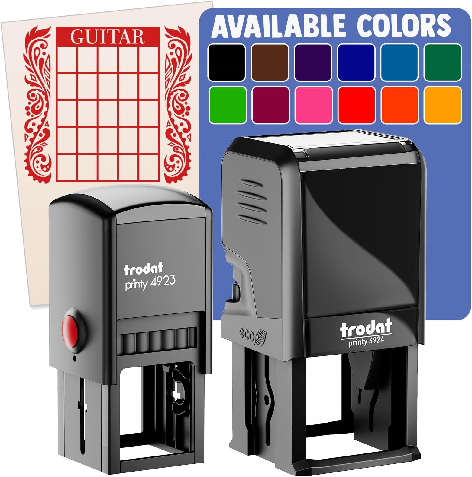 Guitar Chord Chart Self-Inking Rubber Stamp Ink Stamper - 1-1/2 Inch Large - Black Ink
