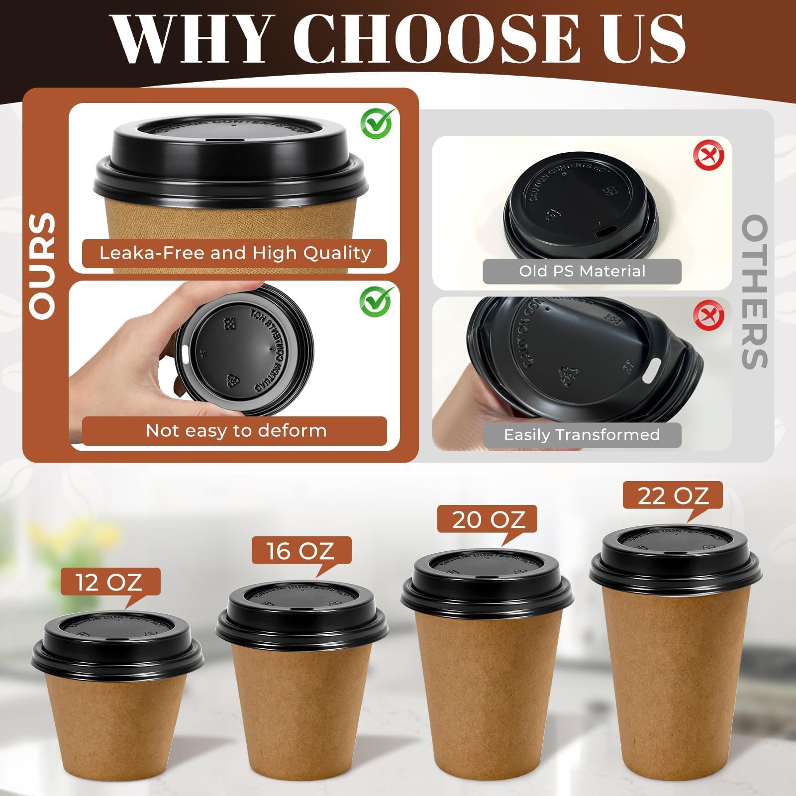 Snapklik.com : CZWESTC 100 Pack Coffee Cup Lids, 90mm Disposable ...